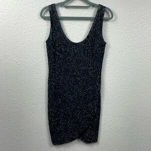 Vintage Cache Beaded Sheath Mini Dress Black LBD Cocktail Formal Silk Sz 8
